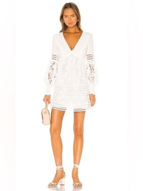 Bardot Revolve Mariah Dress in Ivory White Lace Size Large